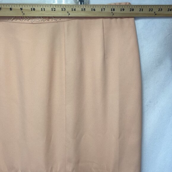 DONNA VINCI Embroidered Beaded Embellishment 2pc Lined Skirt Suit Women 22 Peach - Picture 12 of 16